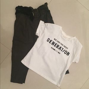 🖤Zara🖤Kids Girl Graphic Tee & Pants Outfit